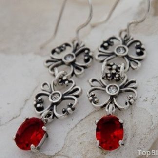 FENDI - srebrne kolczyki z rubinem