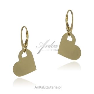 Kolczyki srebrne  pozłacane serduszka