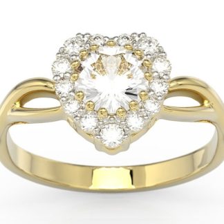 Magiczny Pierścionek w kształcie serca z żółtego złota z zirconem i diamentami AP-77Z