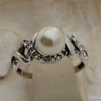 ALVARO - srebrny pierścionek perła i krsyztały