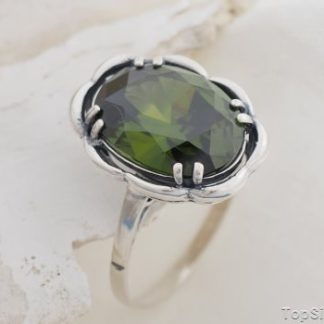 SIENA - srebrny pierścień z oliwinem