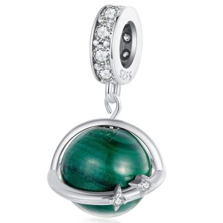 Planeta z malachitu charms srebrna zawieszka beads srebro 925