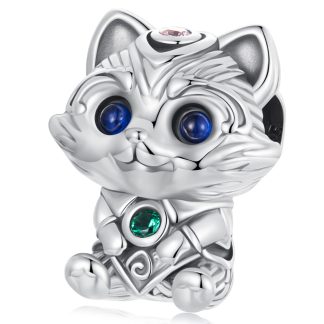 Szop z niebieskimi oczami srebrny charms koralik beads srebro 925