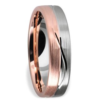 Obrączka z czerwonego i białego złota palladowego ŁN-13CB-m-PAL