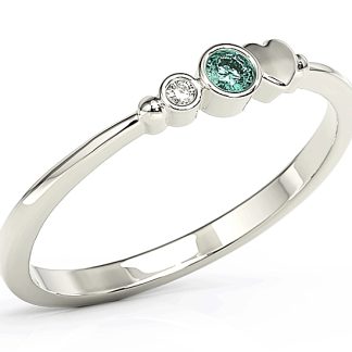 Pierścionek z białego złota z cyrkoniami Swarovski mietową i białą BP-6807B-C