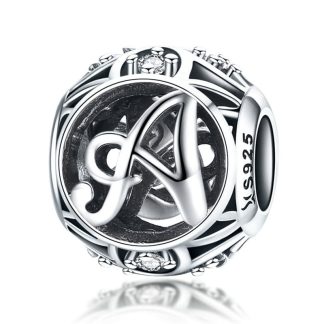 Literka A alfabet charms koralik srebro 925
