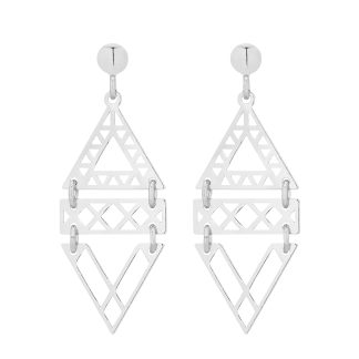 Srebrne długie geometryczne kolczyki
