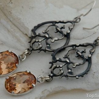 ALOSIA - srebrne kolczyki z topazem złocistym