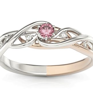 Pierścionek z białego i różowego złota z rubinem i brylantami BP-75BP