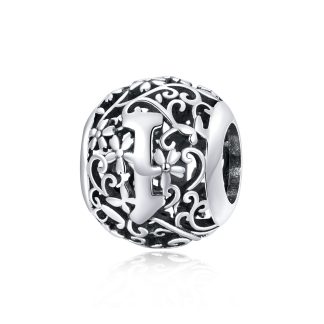 Litera I alfabet srebrny charms beads do bransoletki modułowej