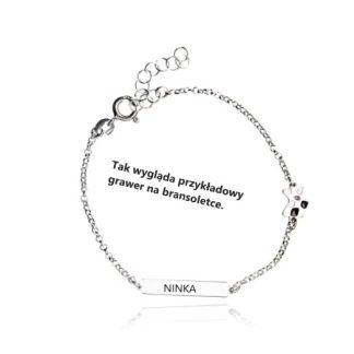 Bransoletka srebrna dziecięca do graweru  z  emaliowaną przywieszką