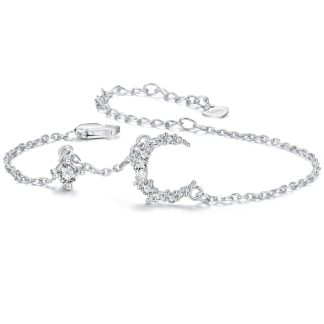 Bransoletka z kryształowym księżycem ze srebra próby 925