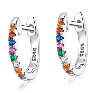 Kolczyki klasyczne koła w kolorowe kryształy srebrne zatrzaski