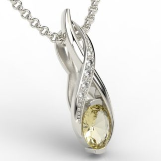 Wisiorek z białego złota z cytrynem i brylantami APW-69B