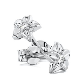 Kolczyki w formie kwiatu z białego złota i z diamentami BPK-15B