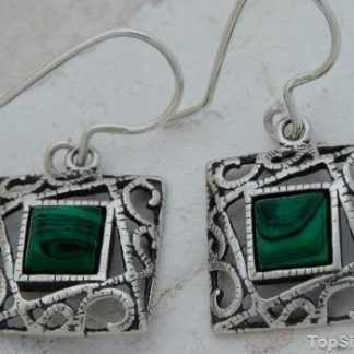 SIMPLE - srebrne kolczyki z malachitem