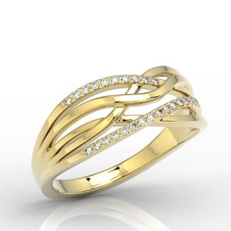 Pierścionek z żółtego złota z diamentami LP-72Z