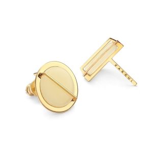 Kolczyki srebrne pozłacane rondo z polskim bursztynem bałtyckim białó - żółtym duże