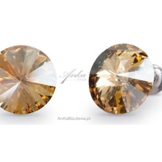 Kolczyki srebrne swarovski candy studs w kolorze golden shadow.
