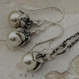 OMISA - srebrny komplet z perłą