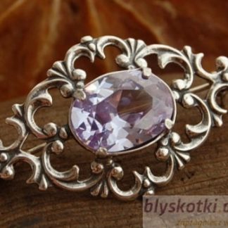 GESU - srebrna broszka z lawenderem