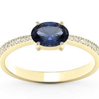 Pierścionek z żółtego złota z szafirem i diamentami BP-58Z-R
