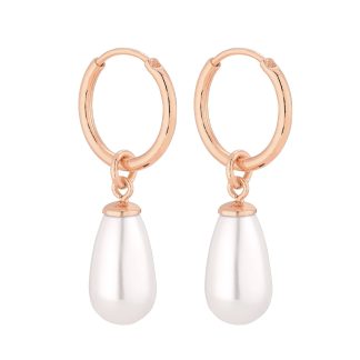 Kolczyki koła z różowego złota z białymi perłami SWAROVSKI® CRYSTAL