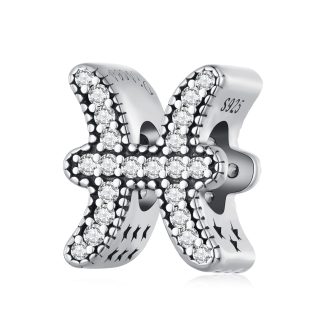 Ryby znak zodiaku srebrny charms koralik beads