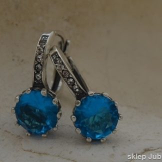 LIZBONA - srebrne kolczyki z akwamarynem i kryszta