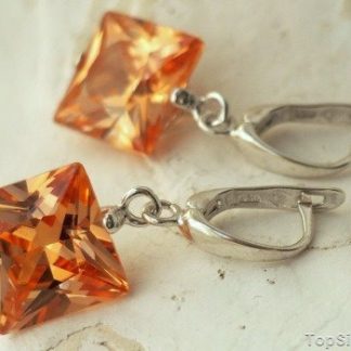 MARITA - srebrne kolczyki z topazem złocistym