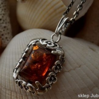 ARANCZA - srebrny wisior z bursztynem