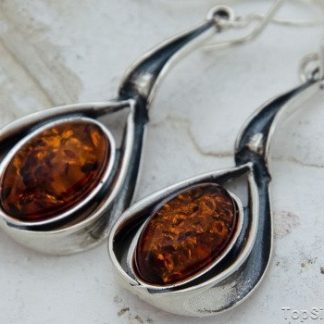 ISKRA - srebrne kolczyki z bursztynem