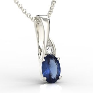 Wisiorek z białego złota z szafirem i diamentami APW-60B