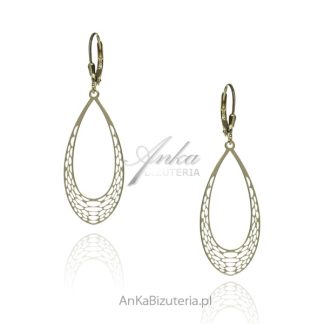 Kolczyki srebrne pozłacane ażurowa rosa