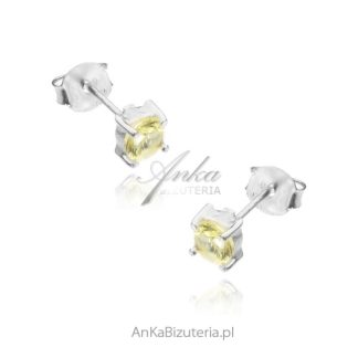 Srebrne kolczyki z naturalnym kamieniem cytrynem