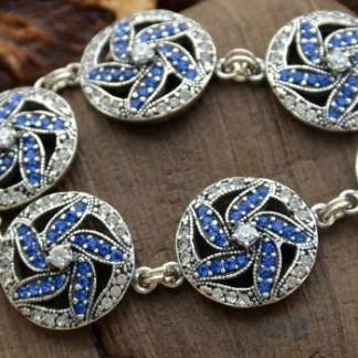 VELASCO - srebrna bransoleta szafiry i cyrkonie