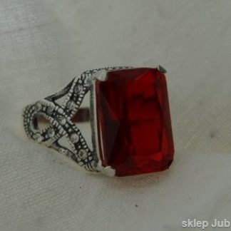 Pierścionek srebrny z rubinem - VERSO