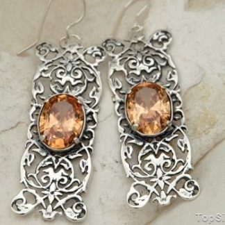 ATENEA - srebrne kolczyki z topazem złocistym