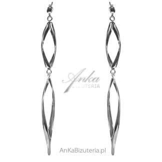 Modna biżuteria srebrna kolczyki długie 10 cm serpentyny