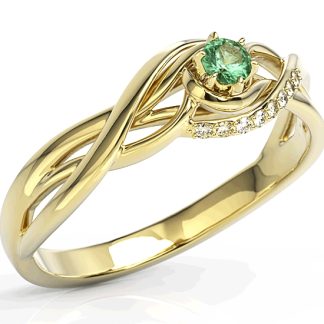 Pierścionek z żółtego złota ze szmaragdem i cyrkoniami BP-71Z-SZM/C