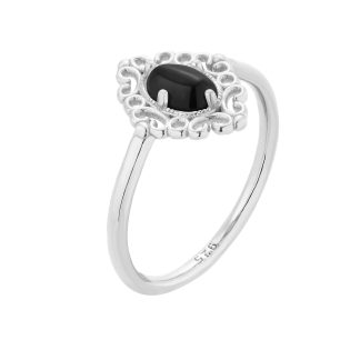 Srebrny pierścionek z onyksem : pierścionki - 12