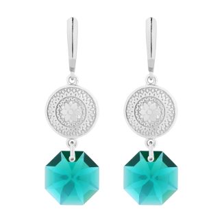 Srebrne długie kolczyki z medalionami i kryształami SWAROVSKI® CRYSTAL