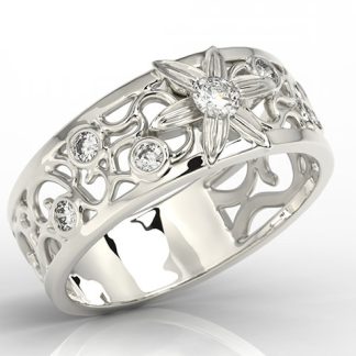 Pierścionek z białego złota z cyrkoniami  LP-43B-C