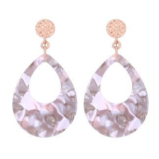 Kolczyki z różowego złota i jasnej żywicy