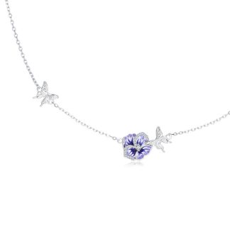 Storczyk kwiat orchidei srebrny naszyjnik z regulacją długości