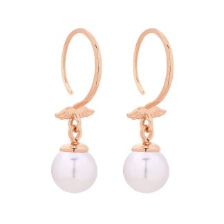Kolczyki z różowego złota ze skrzydełkami i białymi perłami SWAROVSKI® CRYSTAL