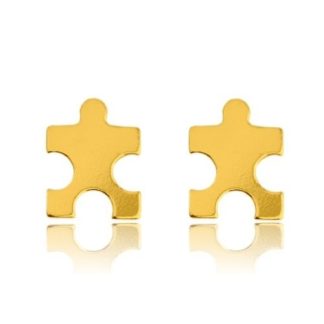 Złote kolczyki puzzle
