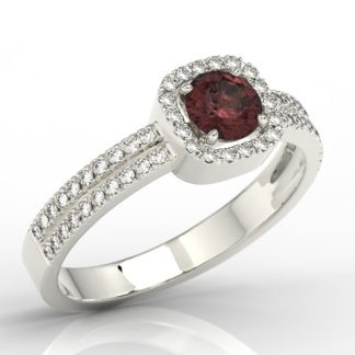 Pierścionek z białego złota z granatem i cyrkoniami BP-52B-C