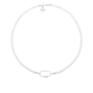 Srebrny naszyjnik z pereł naturalnych z ozdobnym zapięciem