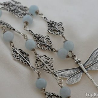 NASZYJNIK WAŻKA I AKWAMARYNY - srebro 925